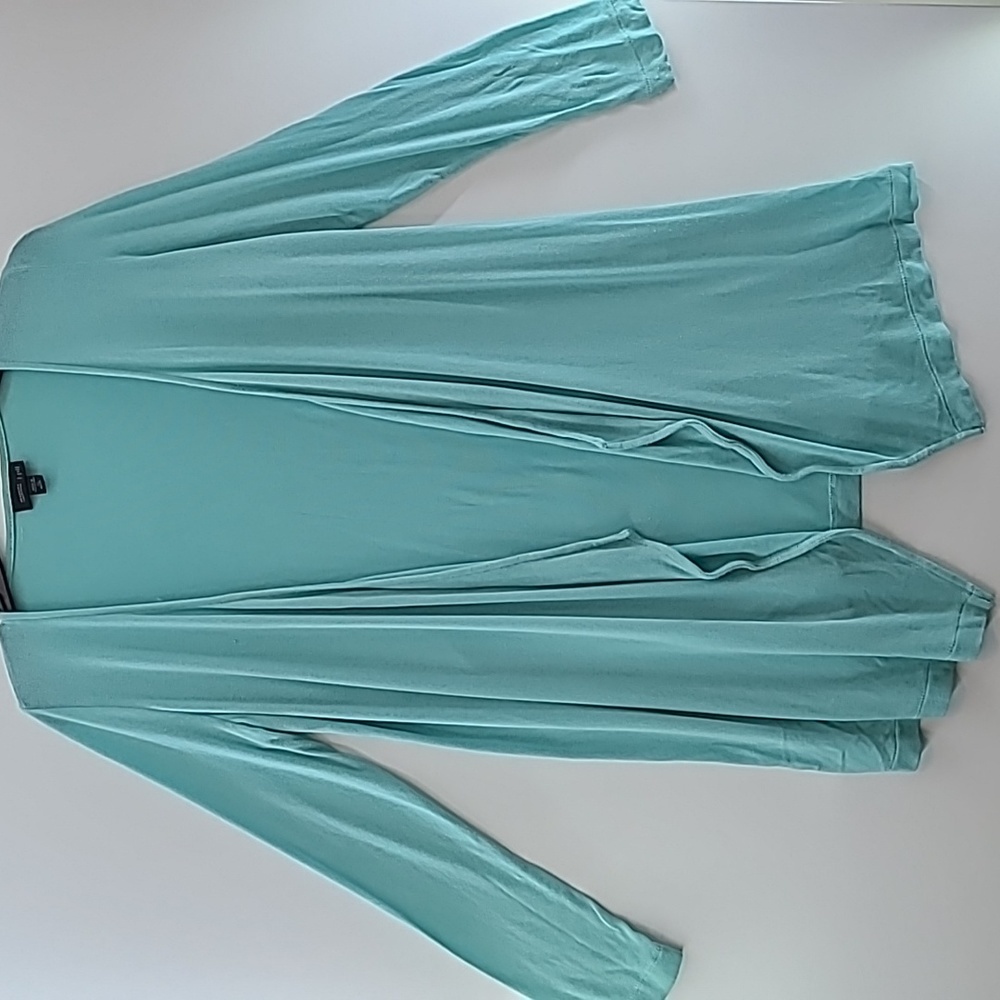 J‎ JILL Women's Sea Green Open Long Cardigan Rayon/Lycra/Spandex Size XS Petite